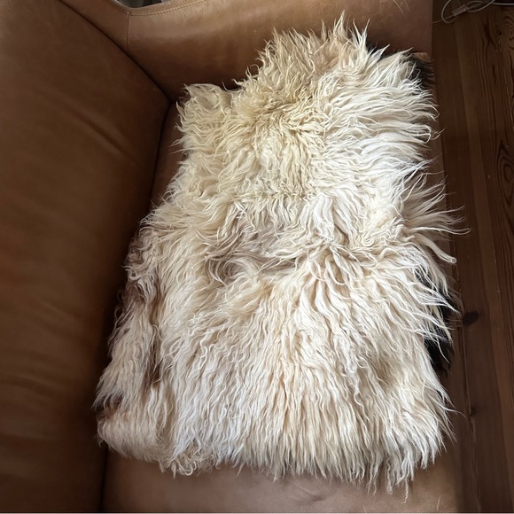 Vintage reversible fur suede embroidered vest shearling Mongolian lamb leather - Picture 3 of 13